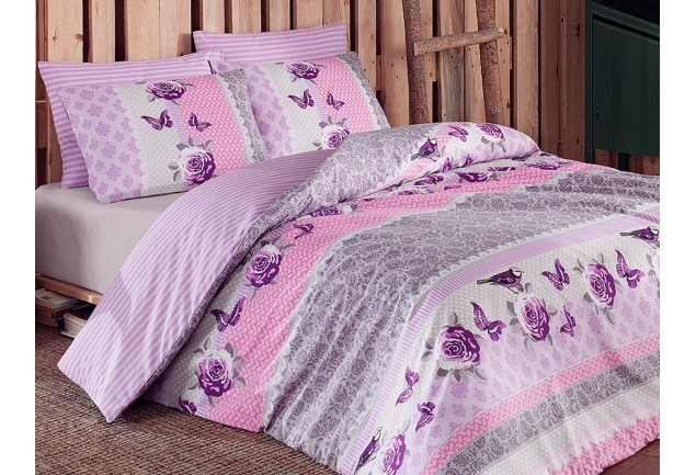 Lenjerie Ranforce 2 persoane Sofya lila