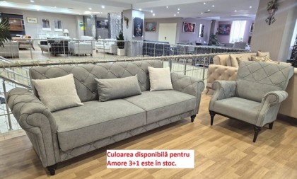 AMORE Set 3+1 Outlet Canapele Gri Velvet (Ep)