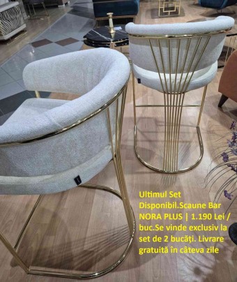 NORA PLUS Set 2 Scaune Bar (St) - OFERTA